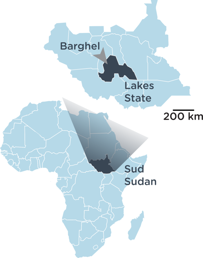 Mappa: Barghel nello Stato dei Laghi (Sud Sudan)